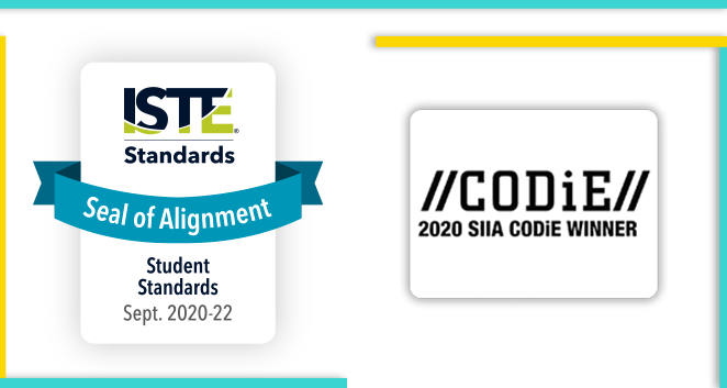  Aligned to ISTE Standards - 2020 CODiE Award Winner
