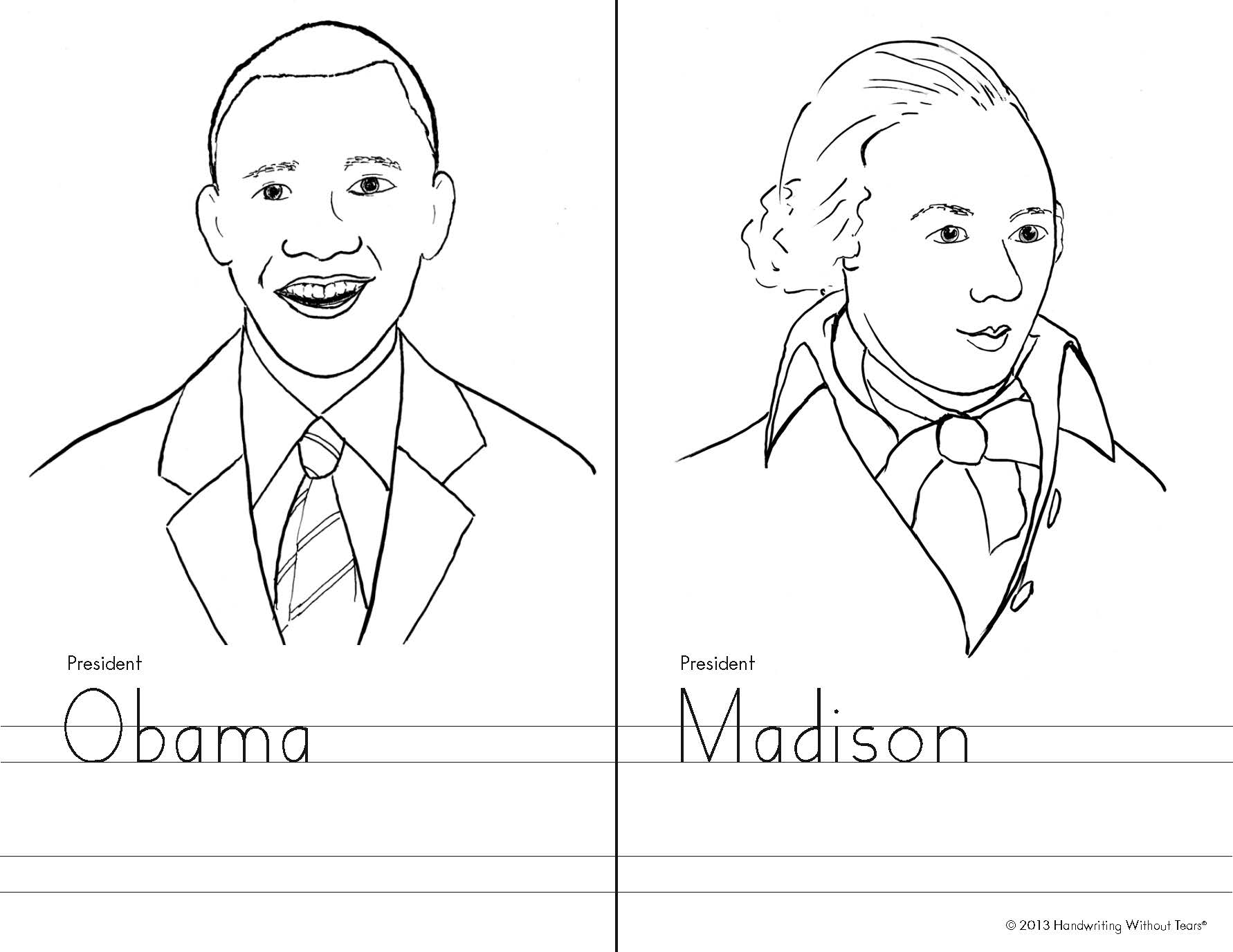 Kindergarten Famous Faces - Obama and Madison