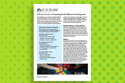Get Set for School Efficacy Report Get Set for School Efficacy Report