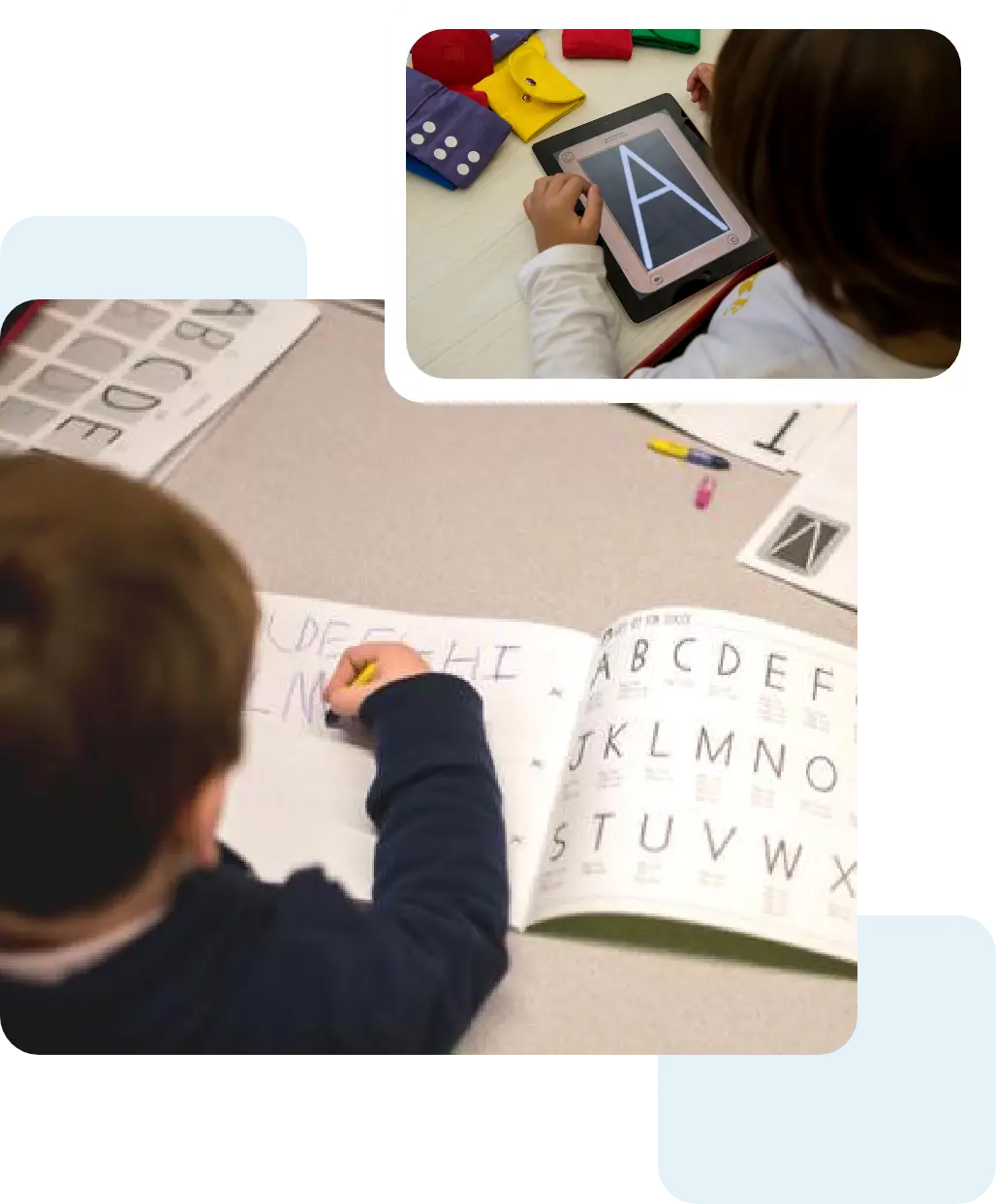 Children using our workbook and app