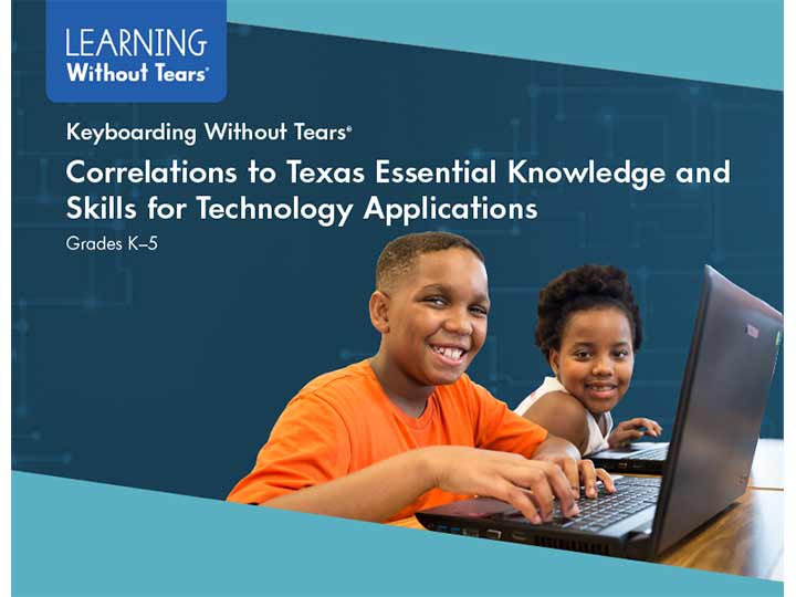 The Keyboarding Without Tears curriculum aligns with the Texas Essential Knowledge and Skills for Technology Applications.