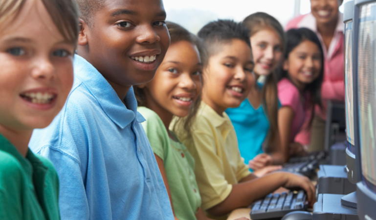 Students learning with Keyboarding Without Tears