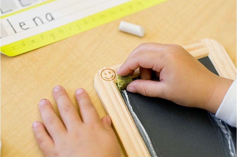 Wet Dry Try can also be done offline with our slate chalkboard, a wet sponge, a dry towels, and chalk!