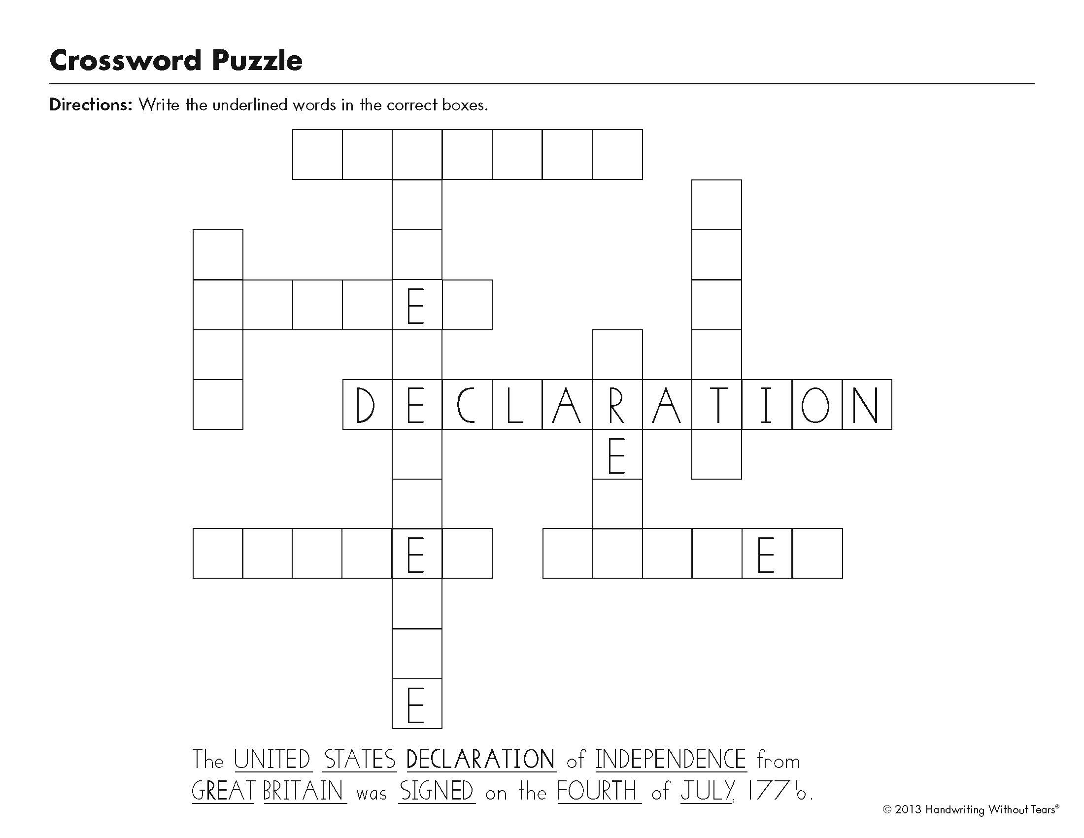 Independence Day Puzzles for Grades 1-5