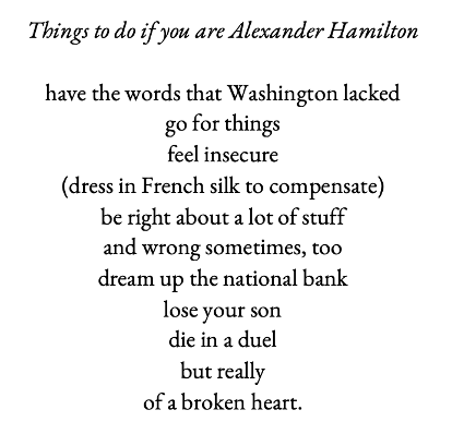 Things to do if are Alexander Hamilton poem