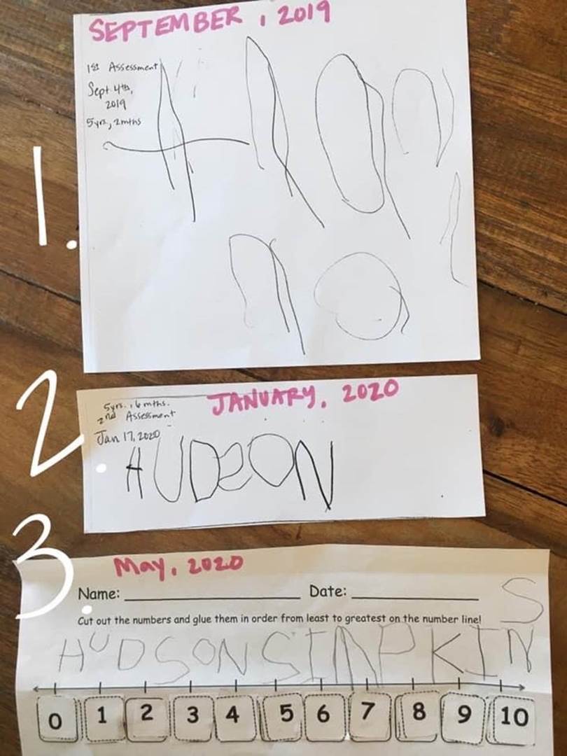 Hudson's progress using Handwriting Without Tears