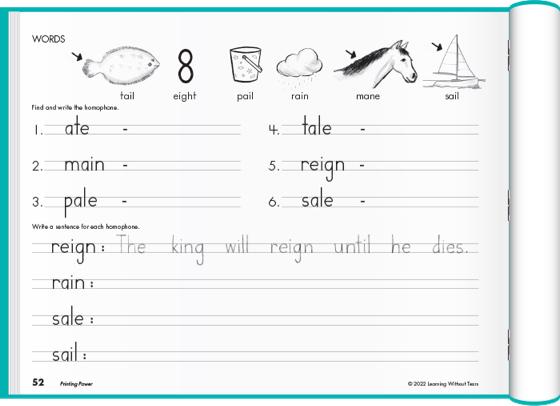 Handwriting Without Tears letter writing sample page