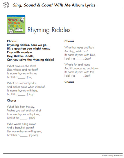 Phonological and Phonics Activity Song Lyrics