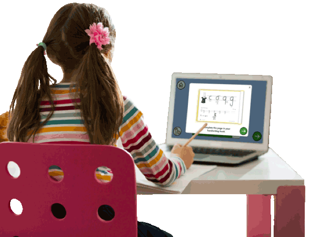 A girl working on a Learning Without Tears program