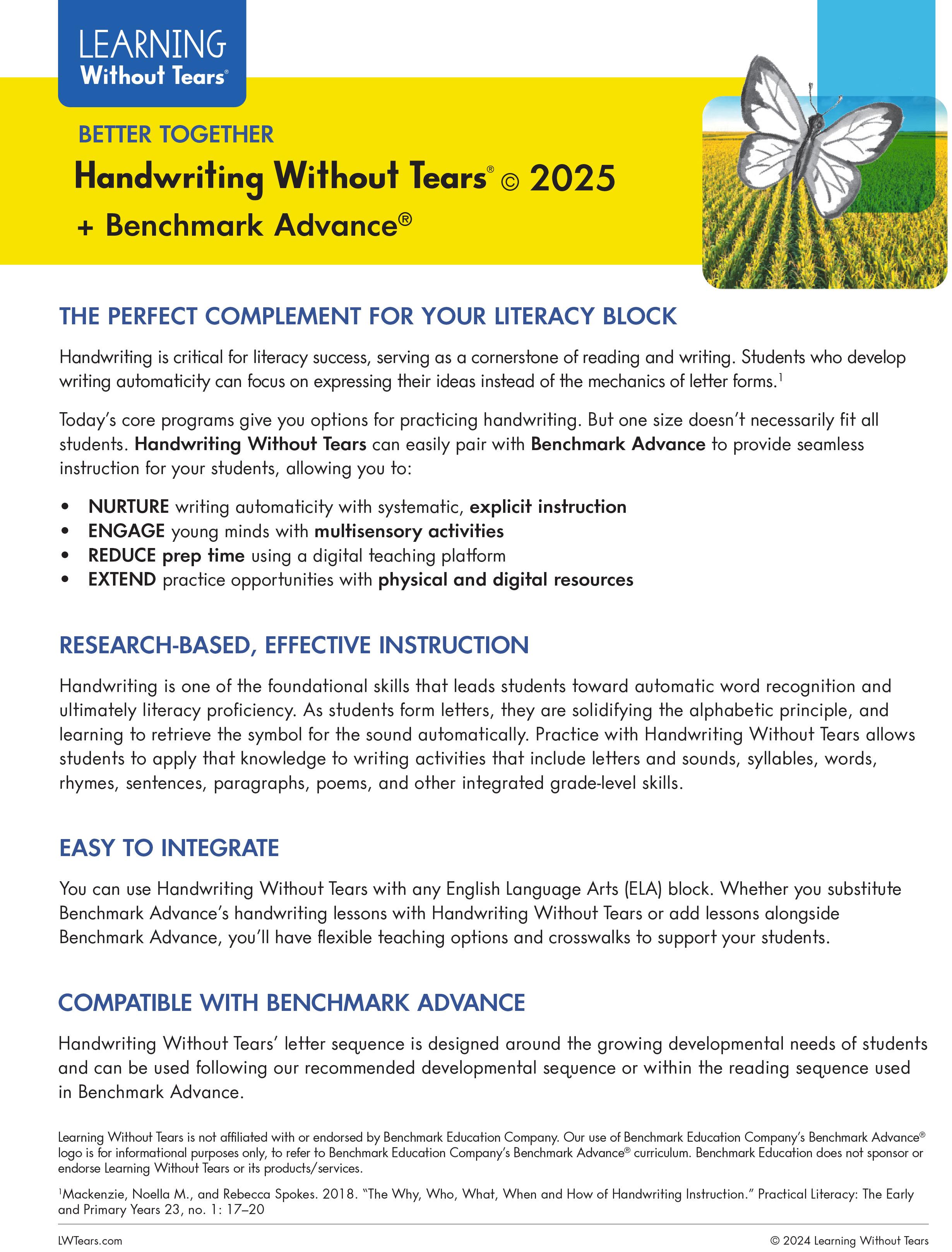 Handwriting Without Tears Better Together + Benchmark Advance