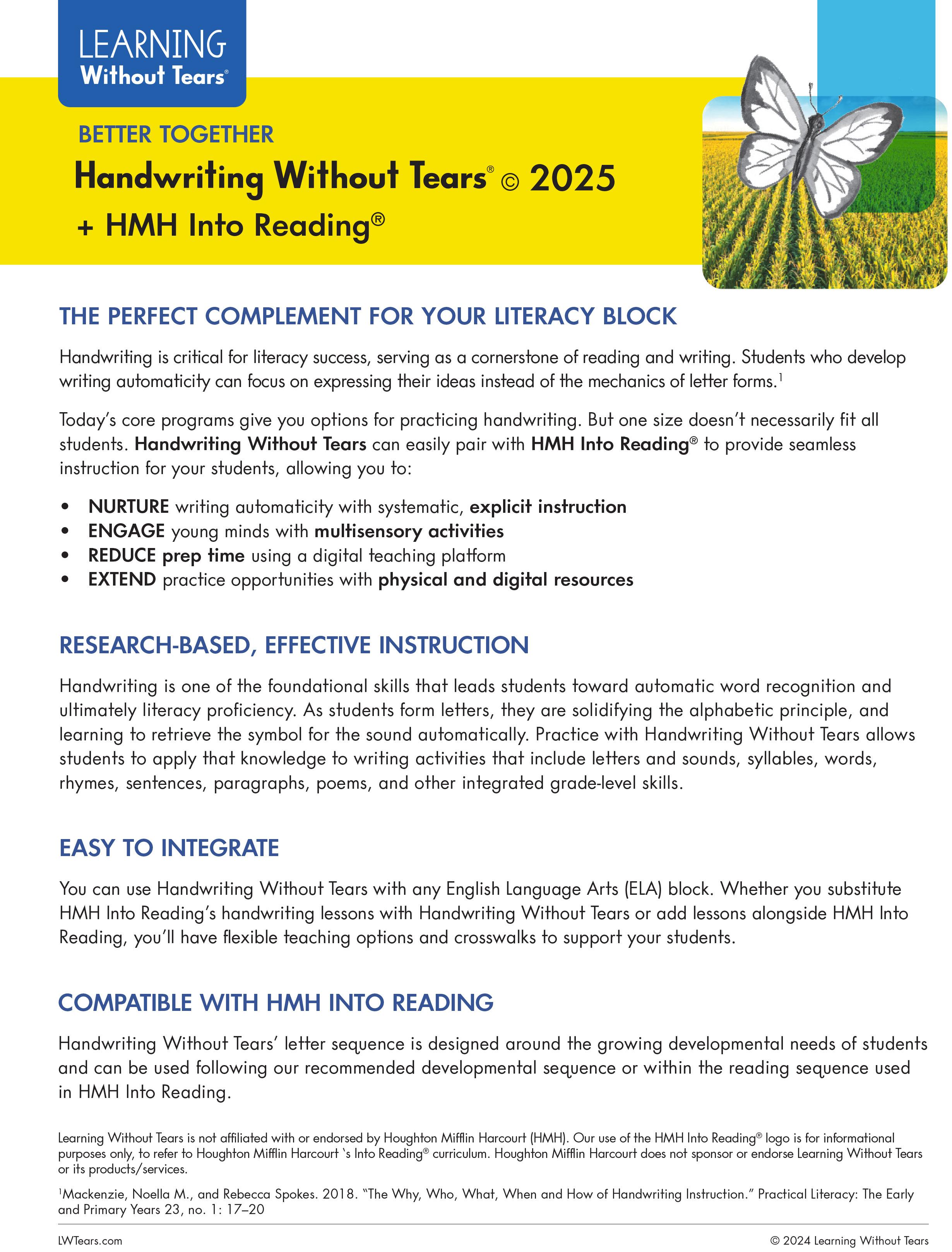 Handwriting Without Tears Better Together + HMH into Reading