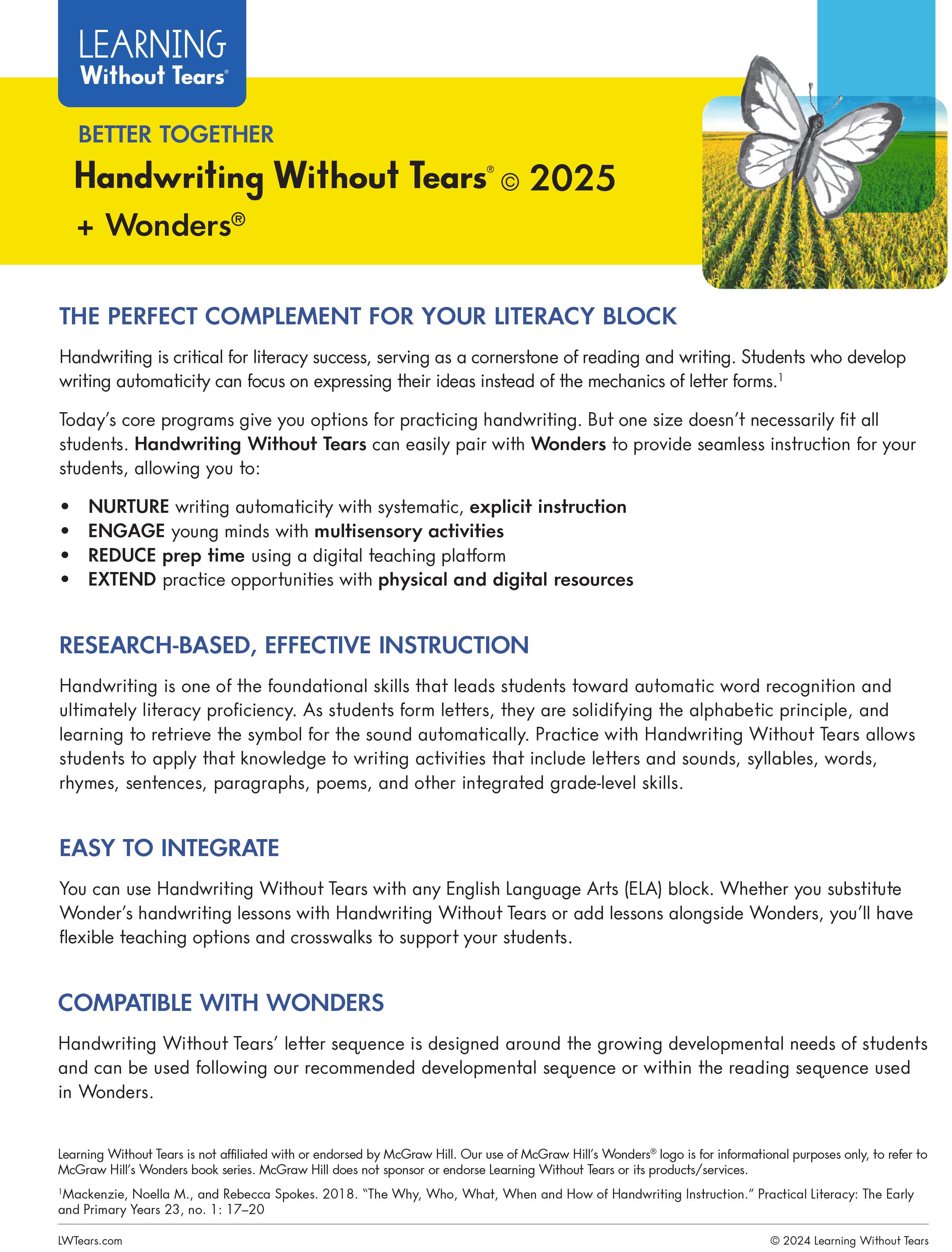 Handwriting Without Tears Better Together + McGraw Hill Wonders